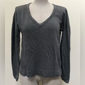James Perse cotton v-neck long sleeve tee t-shirt gray 2